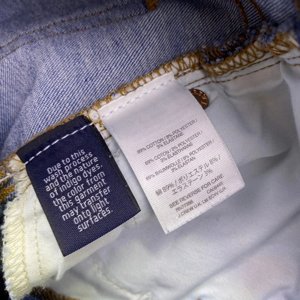 J.Crew Billie Demi Boot Crop Jeans Blue Raw Hem Size 25 Grunge Western Retro